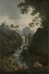 Ein Wasserfall mit Badenden, ca. 1800-17